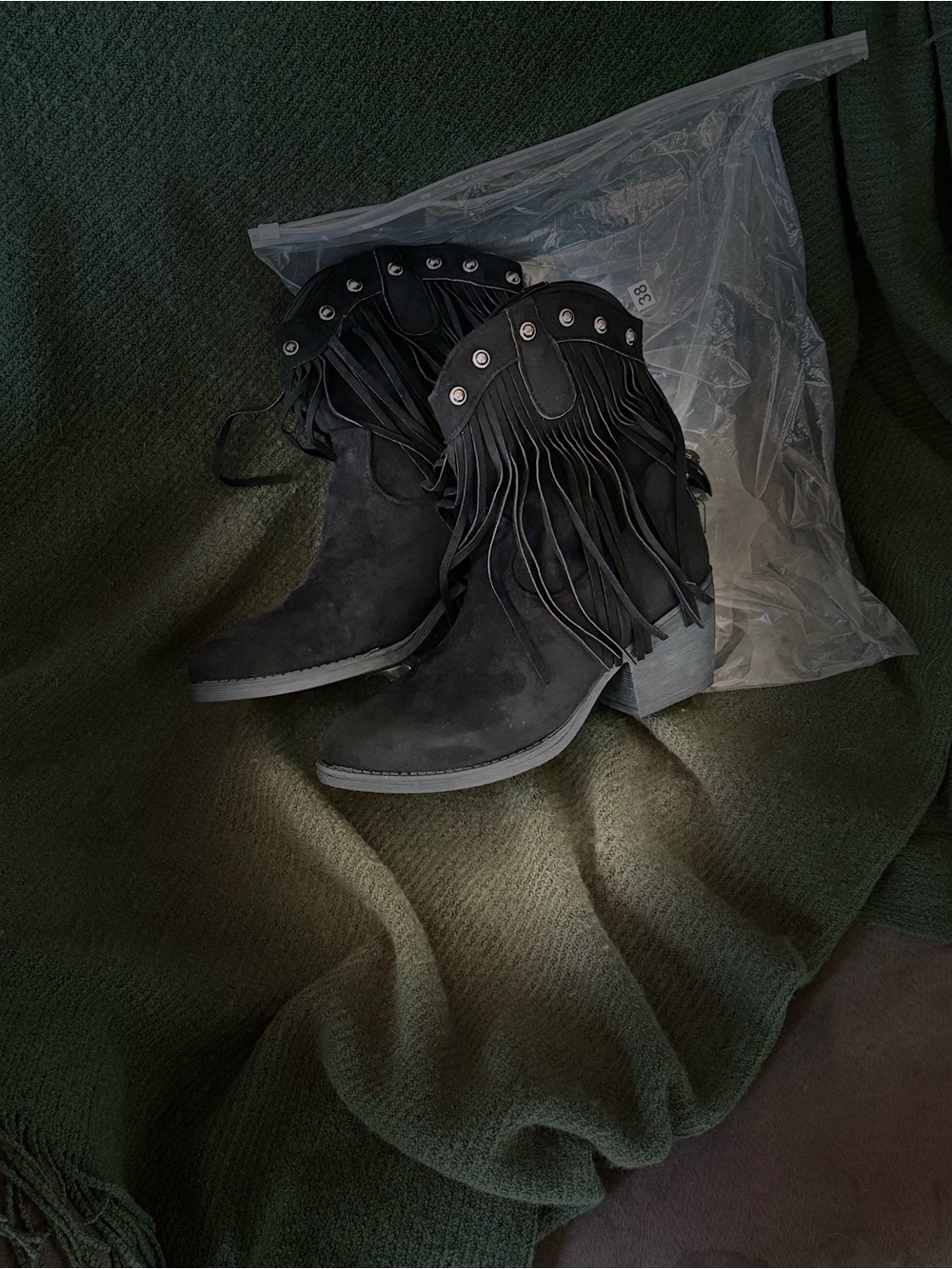 Fringe Ankle Boots - Black Women’s Western Booties